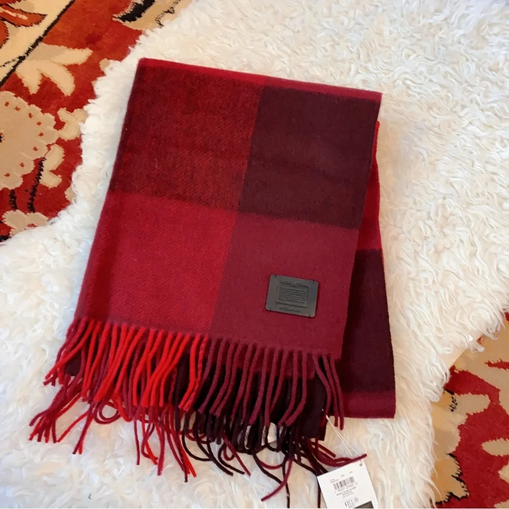 Coach Plaid Print Oversized Scarf